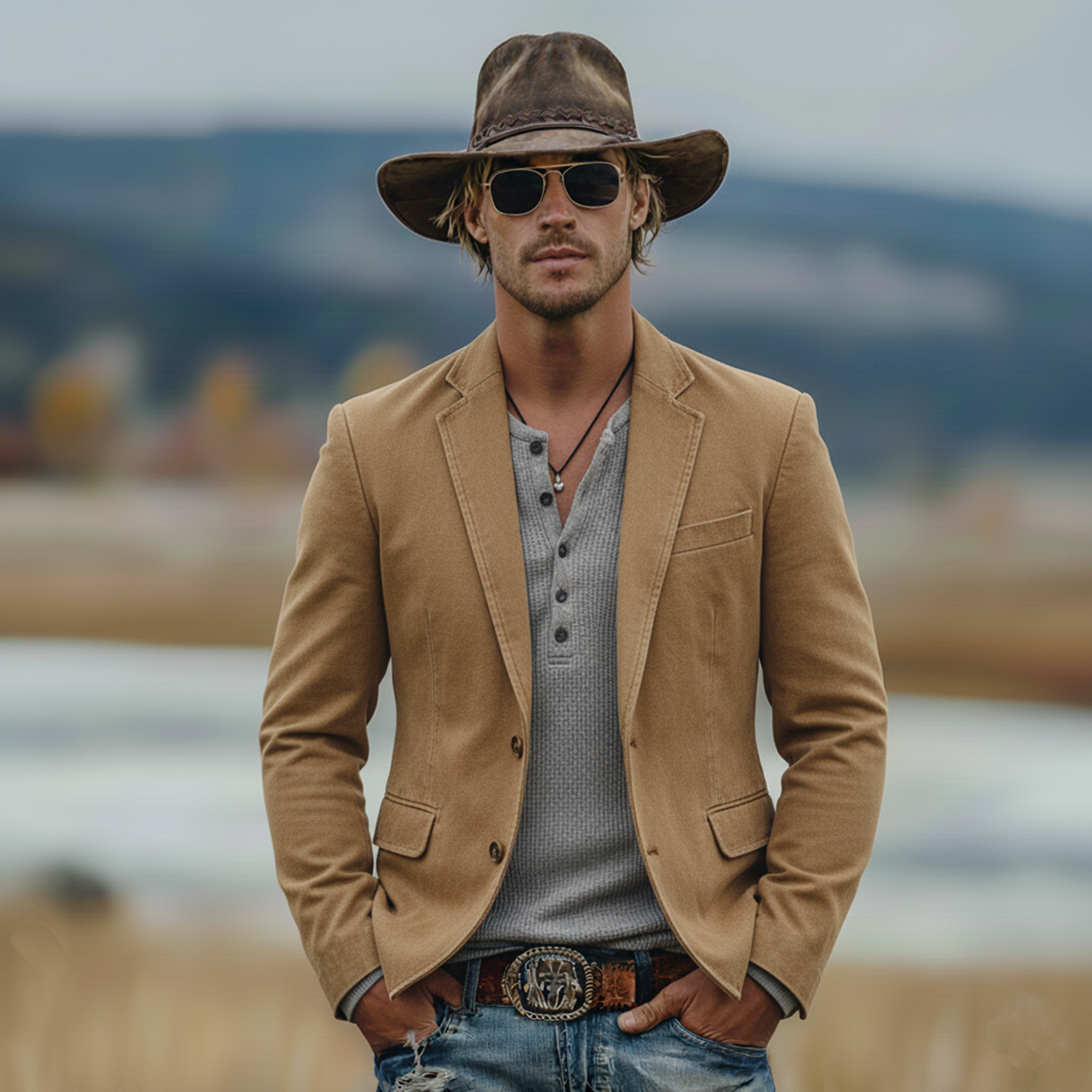 Men's Classic Casual Washed Cotton Blend Single-breasted Blazer MTA1667L5K