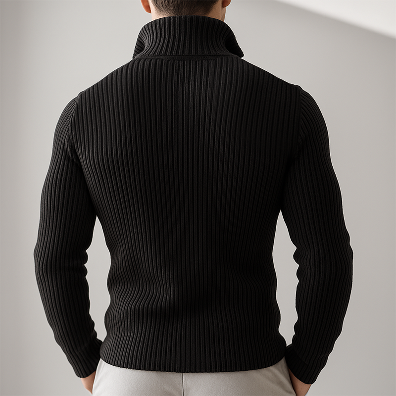 Men's Retro Casual Solid Color Knitted Zipper Sweater Cardigan MTA0131I1TO