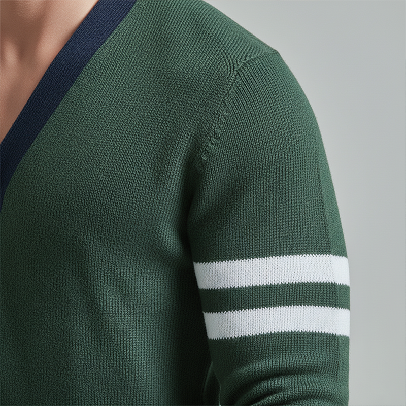 Men's Winter Fashion Contrast Color Cotton Yarn Knitted Thin Cardigan MTA2284J8P