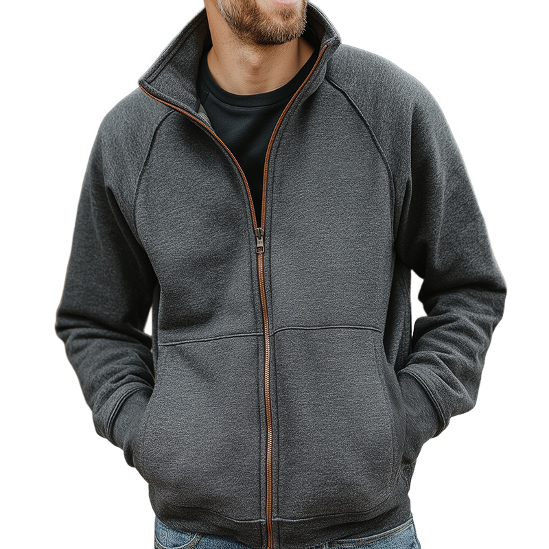 Men's Retro Casual Colorblock Zipper Jacket MTA1477J5TO