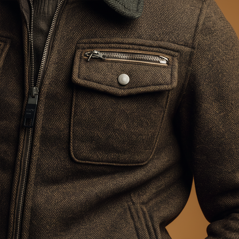 Men's Winter Vintage Herringbone Faux Wool Jacket MTA2788J8P