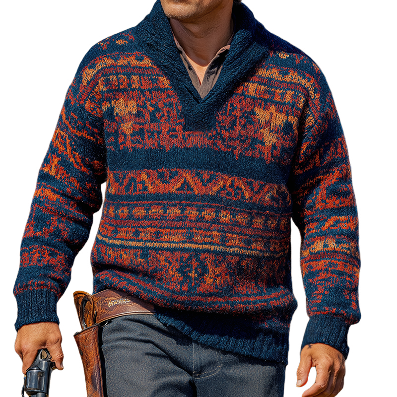 Men's Vintage Casual Western Ranch Sweater MTA1544H6TO