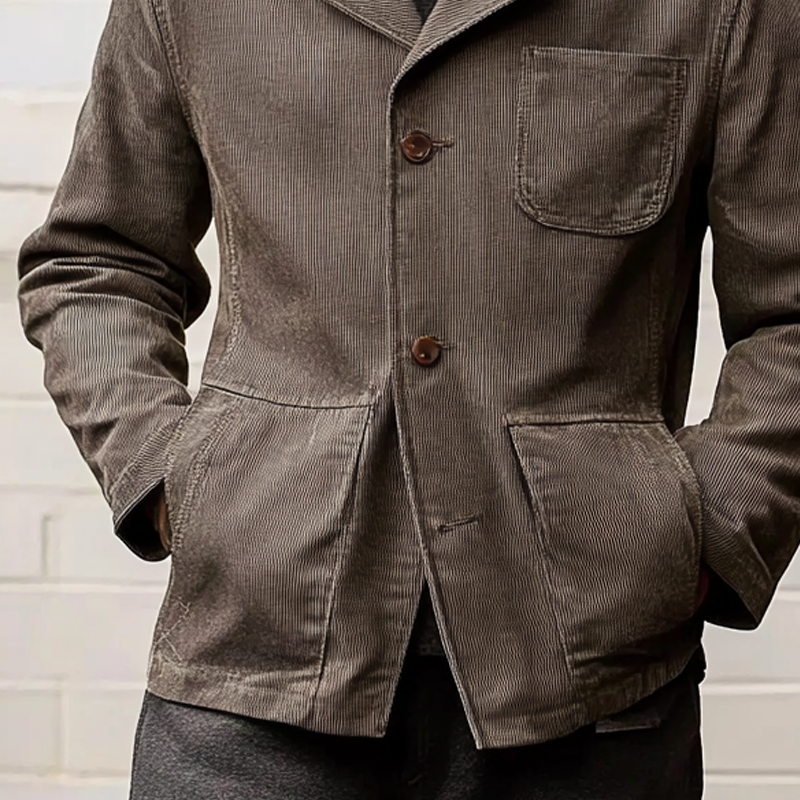 Men's Retro Solid Color Corduroy Lapel Jacket MTA2836K6X