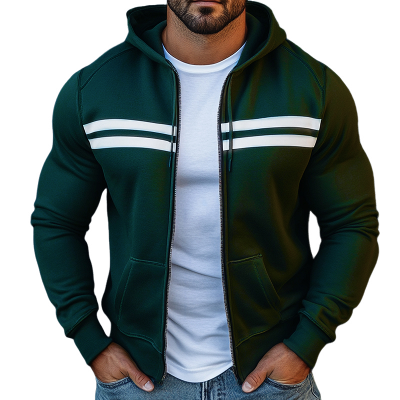 Veste de sport à capuche rétro décontractée à blocs de couleurs pour hommes 35309110TO