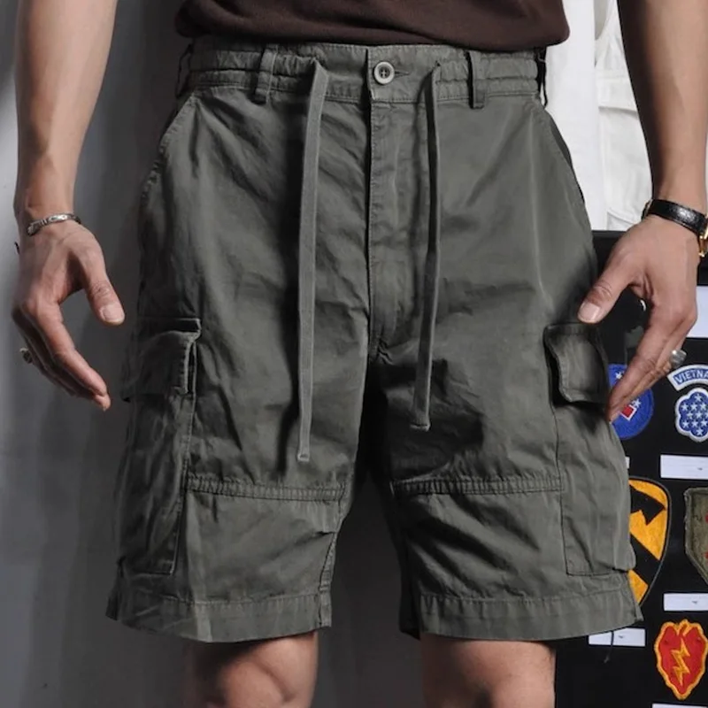 Men's Fashion Cotton Solid Multi-pocket Cargo Shorts MTA1371E3Z