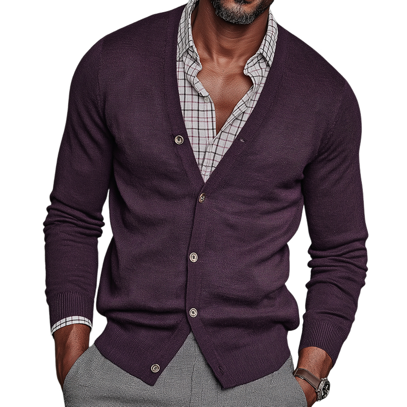 Men's Vintage Casual Solid Color Knitted Button  Sweater Cardigan MTA1523I9TO