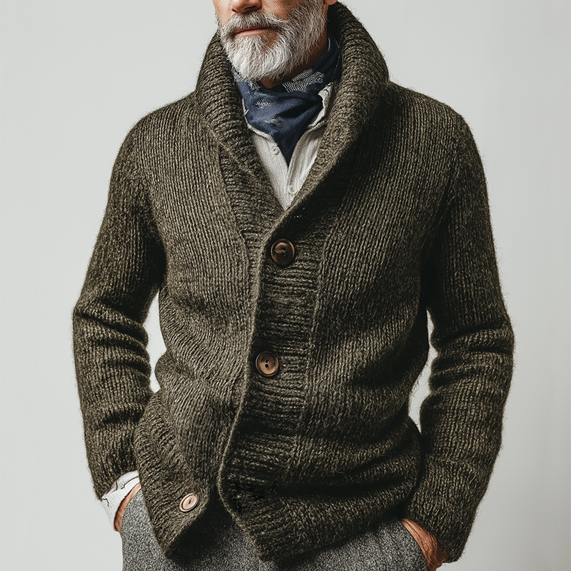 Men's Retro Casual Knitted Button-Up Lapel Cardigan MTA2911K1TO