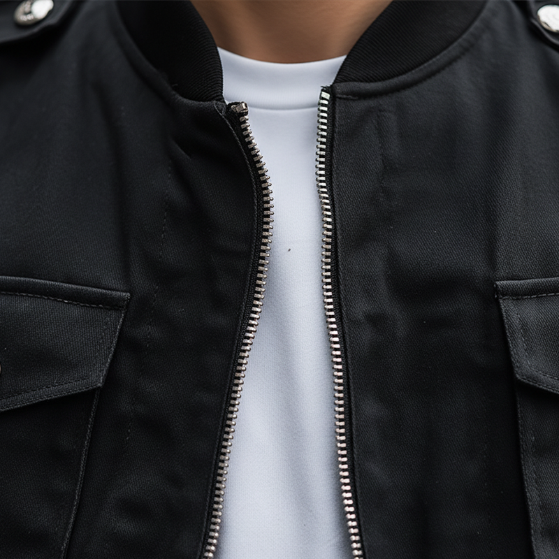 Men's Vintage-style Simple Multi-pocket Cotton Blend Zip-up Jacket MTA0977L2P