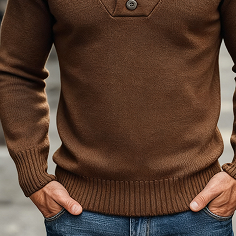 Men's Solid Color Stand Collar Knitted Pullover Sweater MTA1127K4X