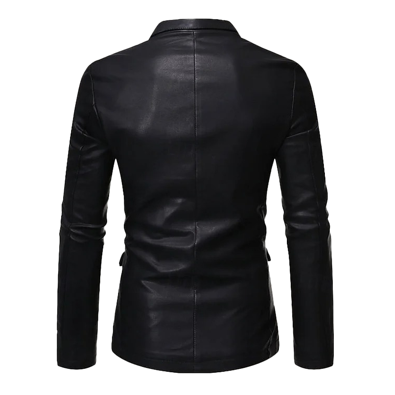 Men's Solid Color Lapel Casual PU Blazer MTA1924I8X