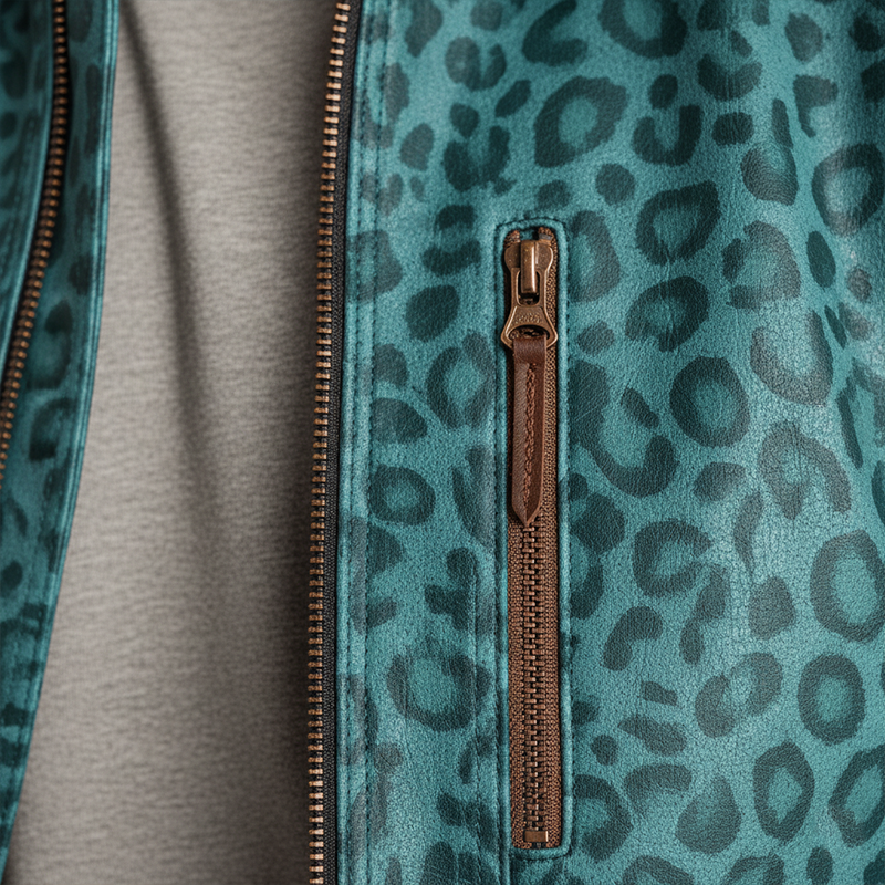 Men's Retro Glossy Suede Leopard Print PU Leather Jacket MTA3036I3P