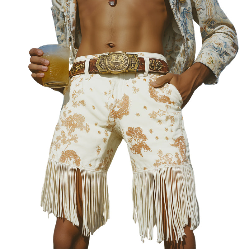 Men's Western Cowboy Style Vintage Fringe Shorts MTA0930E1U