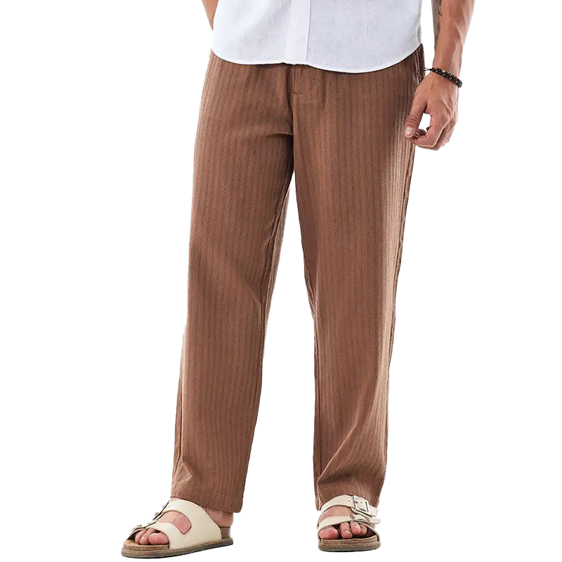 Men's Cotton And Linen Jacquard Casual Trousers MTA2879G8P