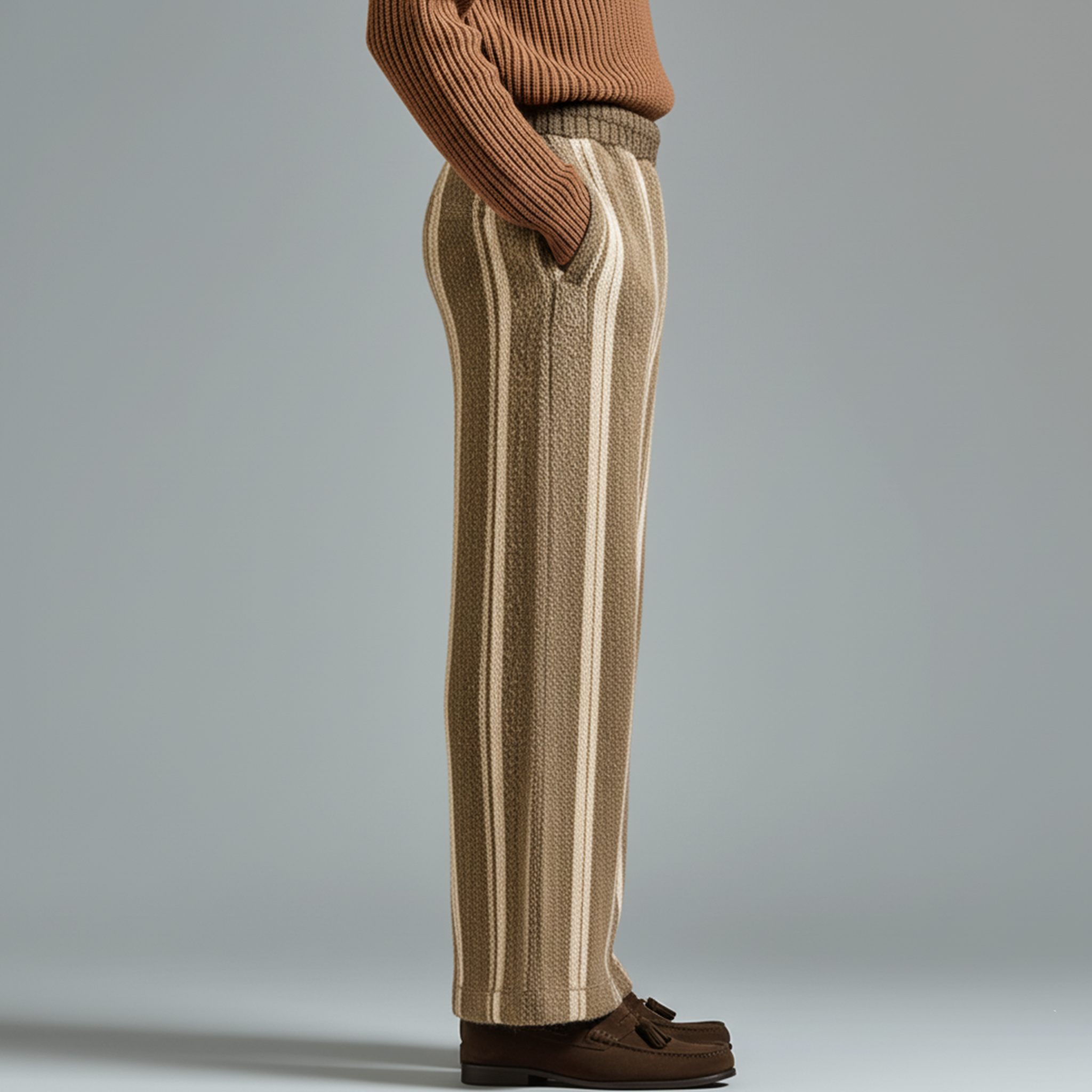 Men's Classic Casual Elastic Waist Knit Pants MTA0656K8K