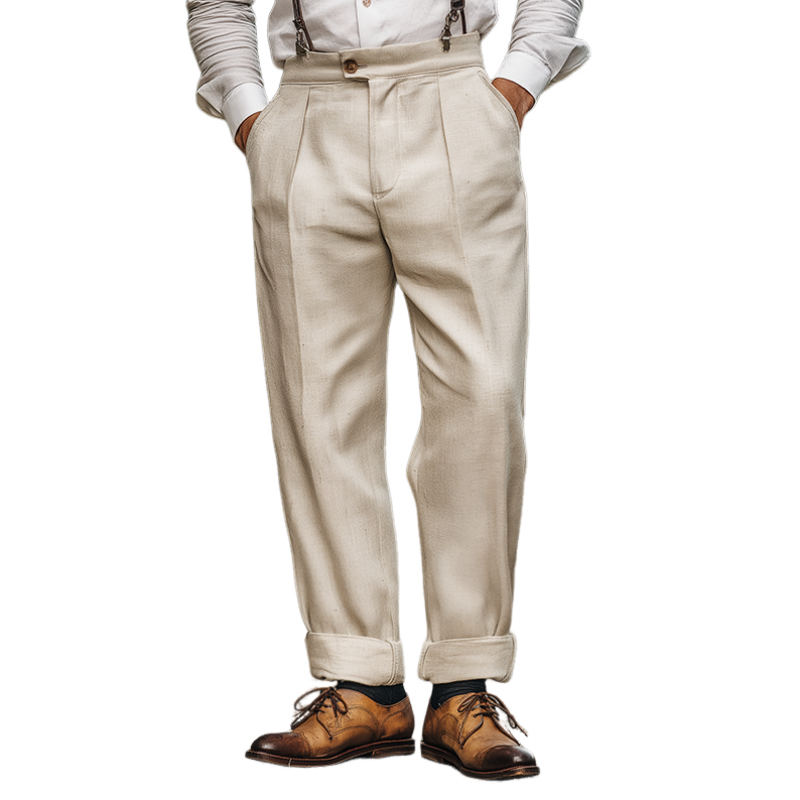 Men's Retro Casual Cotton And Linen Blazer Pants MTA3199G4TO