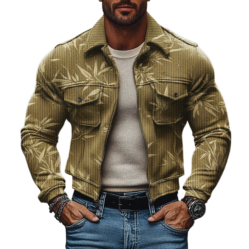 Men's Vintage Corduroy Jacquard Lapel Jacket MTA2203J2X