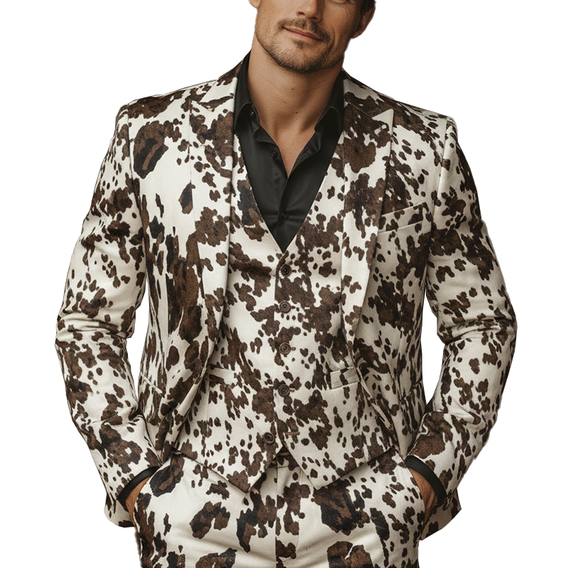 Men's Winter Fashion Leopard Pattern Leather Blazer MTA1142J1P