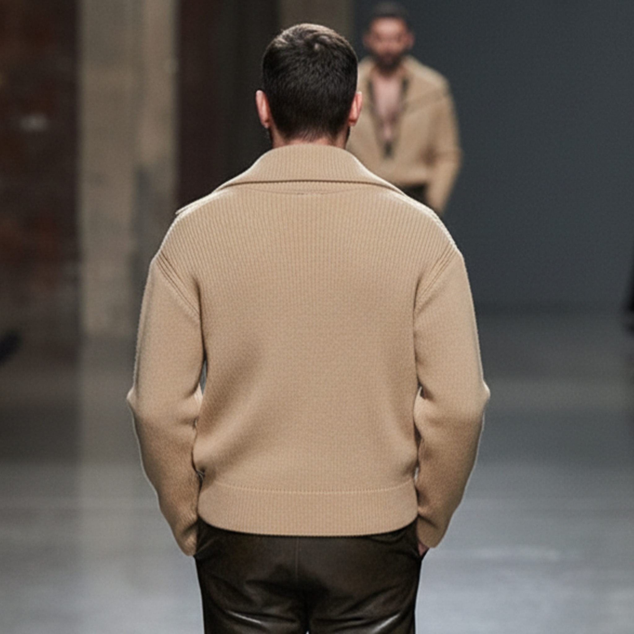 Men's Classic Retro Deep V-neck Zip-up Sweater MTA2811K5K