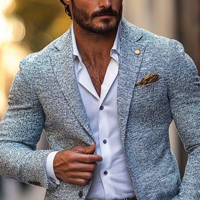 Men's Vintage Tweed Notch Lapel Two Buttons Casual Blazer MTA2946H3Z