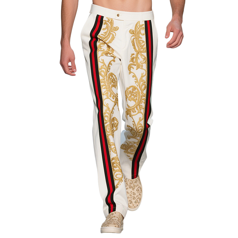 Men's Retro Casual Palace Style Printed Thin Casual Pants MTA1937F6TO