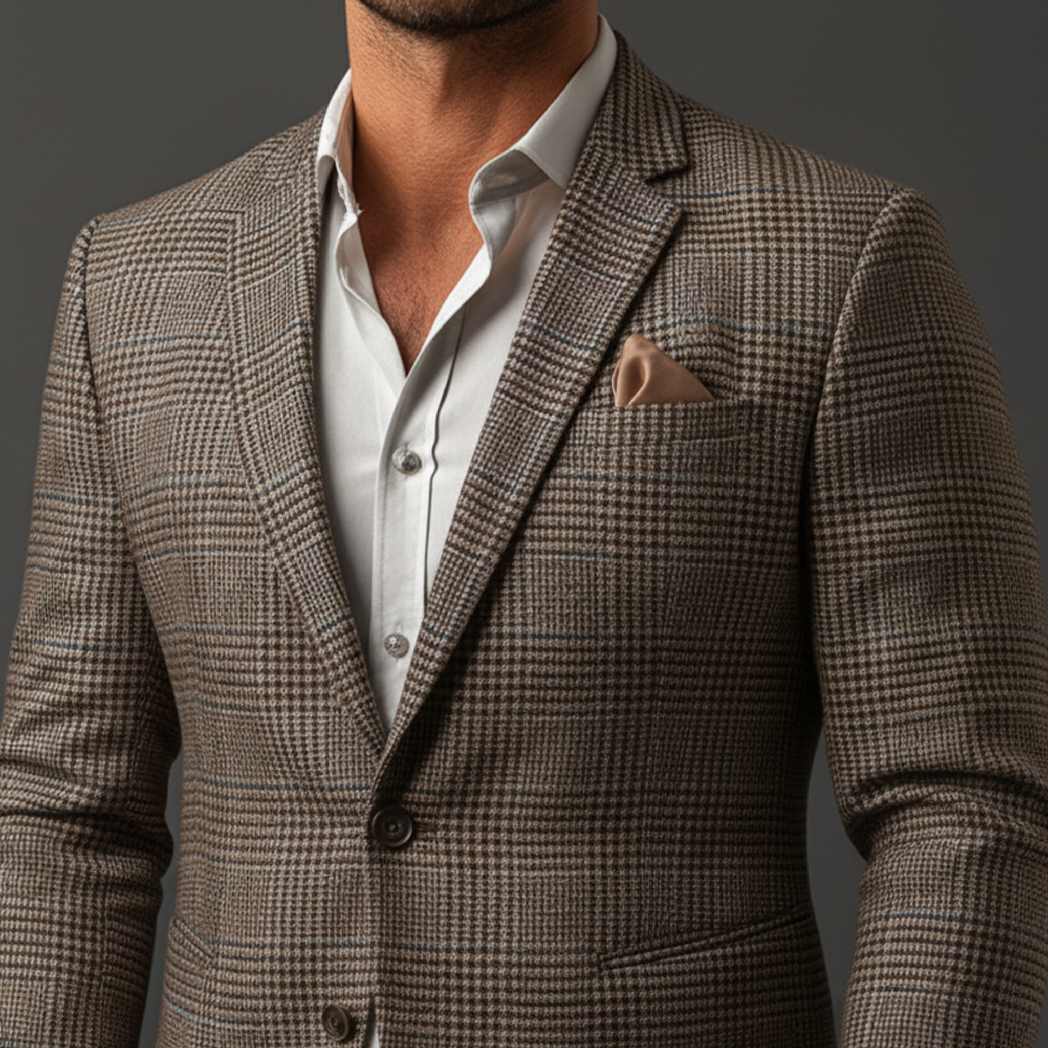 Men's Classic Business Herringbone Blend Slim Fit Single-Breasted Blazer MTA3076K6K