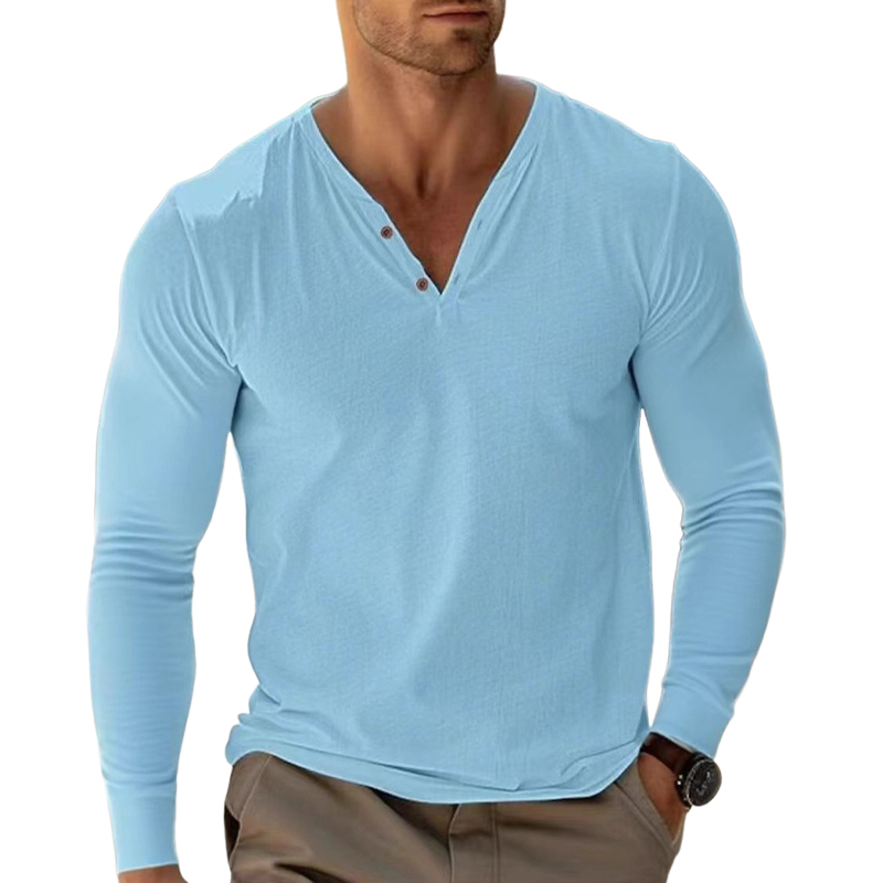 Men's Cotton Blend V-Neck Long Sleeve T-Shirt MTA1911G6X