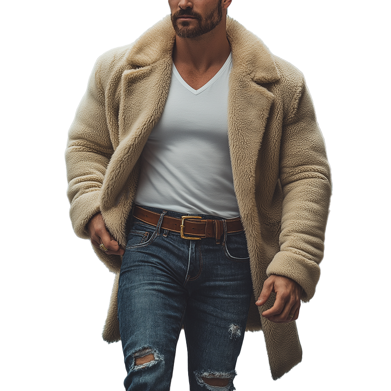 Men's Winter Simple Retro Faux Fur Mid-Length Coat MTA2612K7P