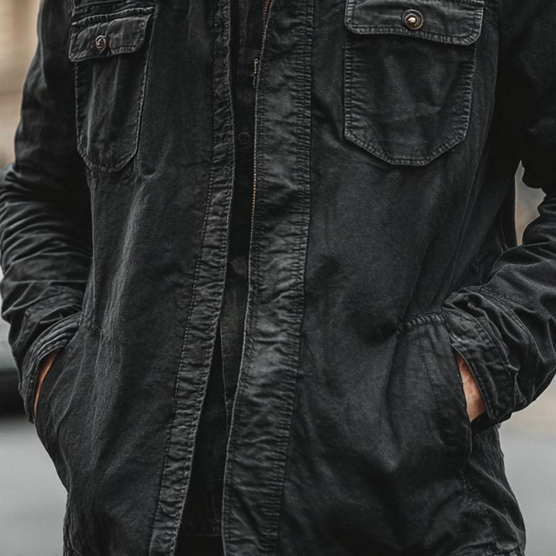 Men's Vintage Cotton Lapel Zipper Slim Fit Jacket MTA0844H9X