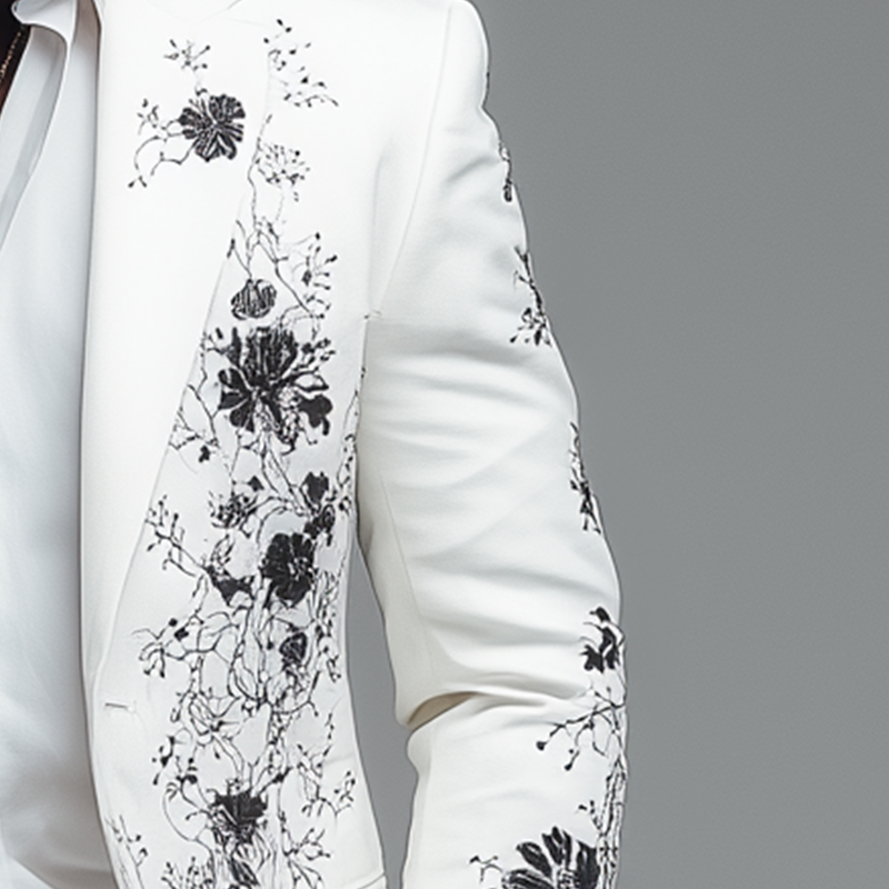 Men's Fashion Simple Printed Blended Suit Jacket MTA1859H0P