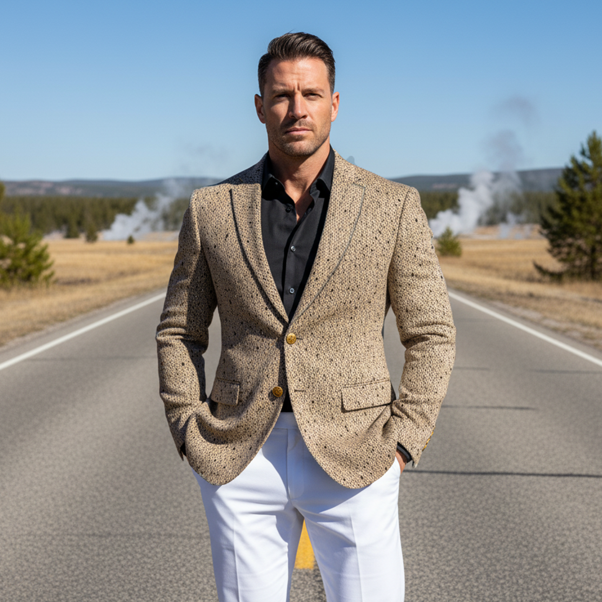 Men's Classic Retro Woolen Texture Single-breasted Slim-fit Blazer MTA1567I3K