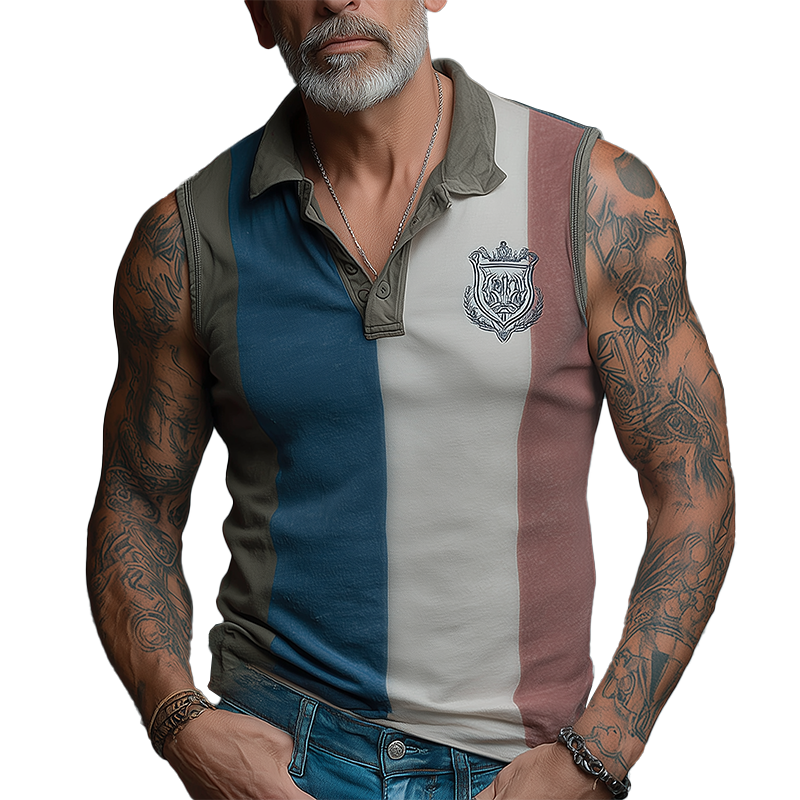 Men's Summer Contrast Print Cotton Blend Sleeveless Tank Top MTA1653G0P