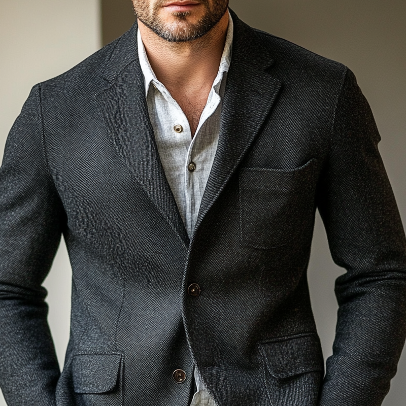 Men's Twill Blend Solid Color Blazer MTA2200H1X