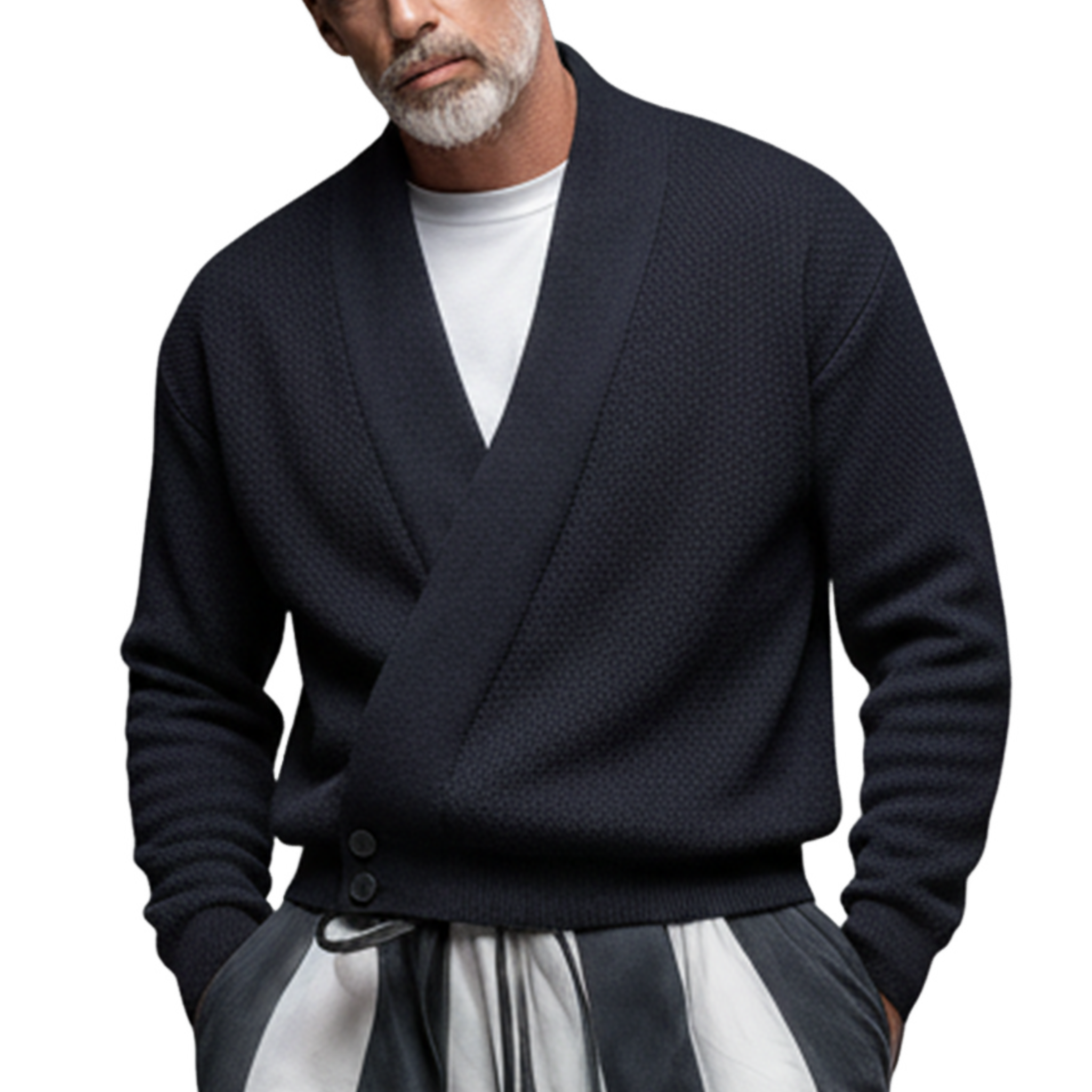 Men's Classic Casual Diagonal Placket Knit Cardigan MTA2916J8K