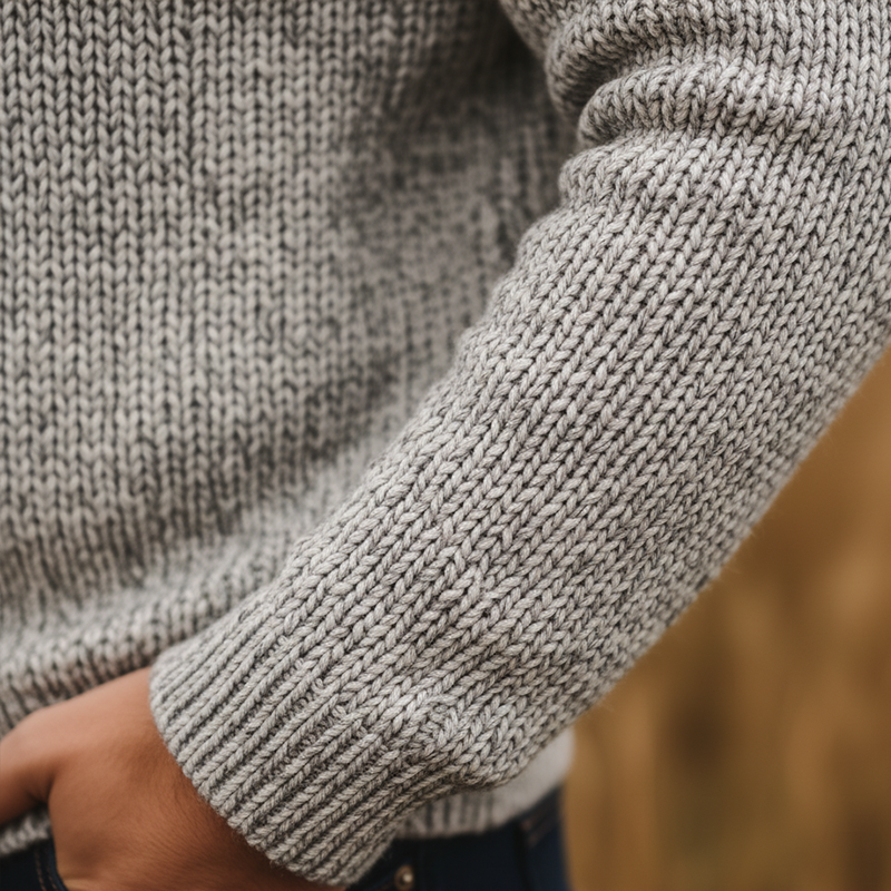 Men's Simple Retro Cotton Yarn Knit Half-Zip Slim Fit Sweater MTA1160K4P