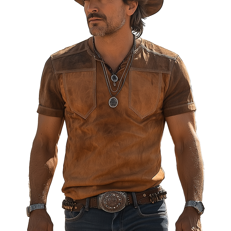 Men's Vintage Faux Suede Short-Sleeved T-Shirt MTA2948G2P