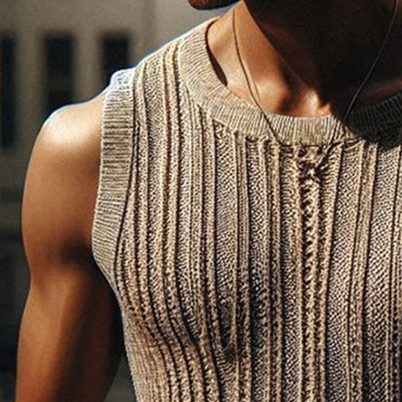 Men's Summer Basic Knitted Striped Tank Top MTA1335F8U