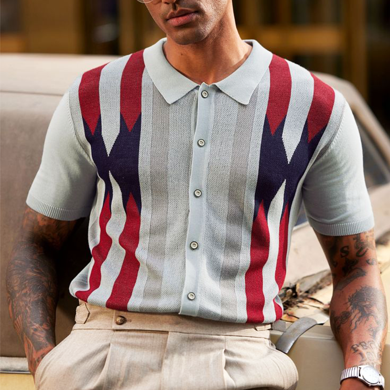 Men's Classic Colorblock Knit Short Sleeve Shirt MTA2340G3U