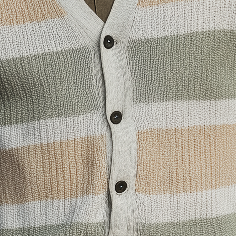 Men's Autumn Fashion Contrast Stripe Knitted Sweater Cardigan MTA1630I4P