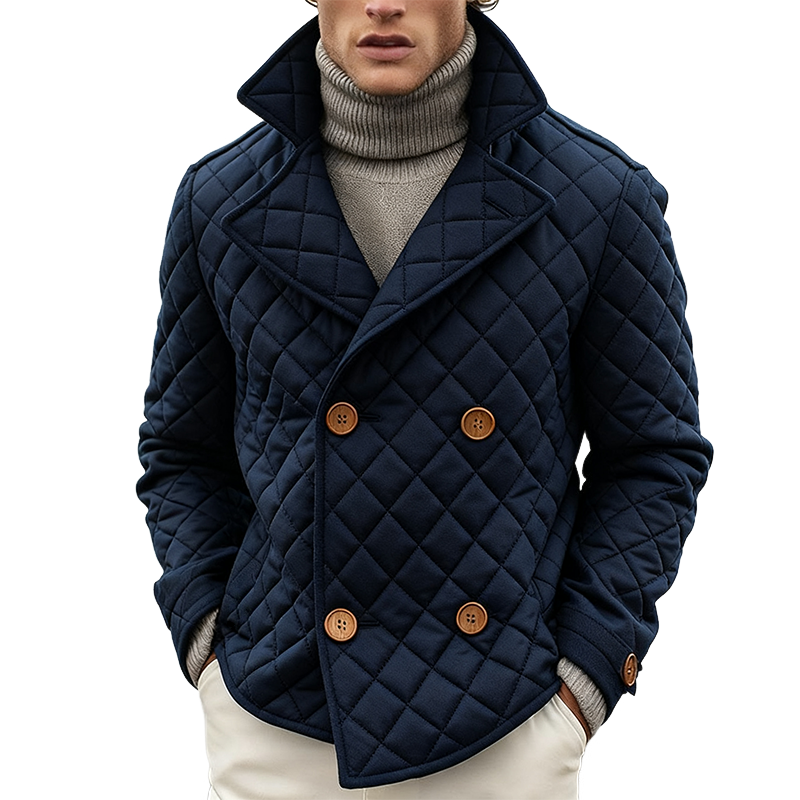 Men's Vintage Casual Diamond Cotton Lapel Double Breasted Jacket MTA1590J8TO