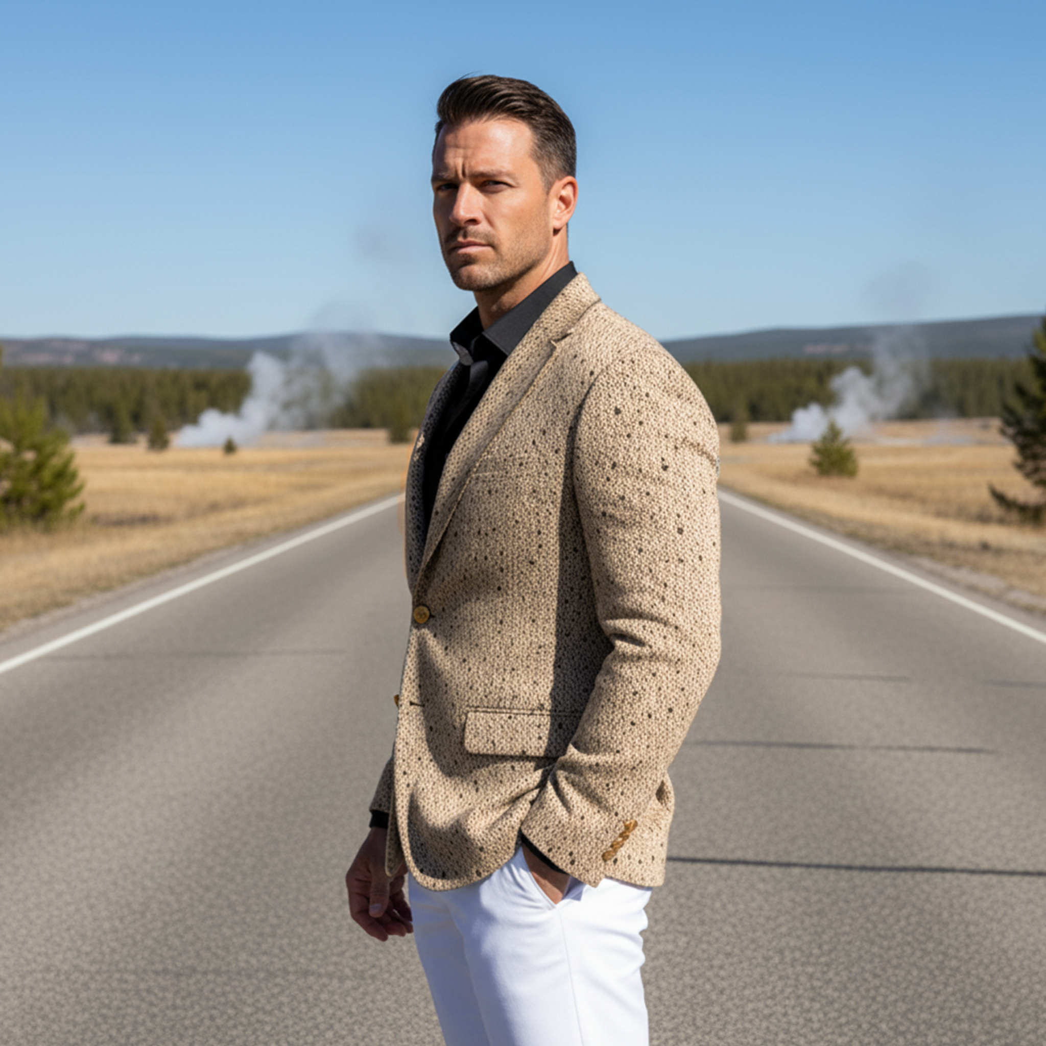 Men's Classic Retro Woolen Texture Single-breasted Slim-fit Blazer MTA1567I3K