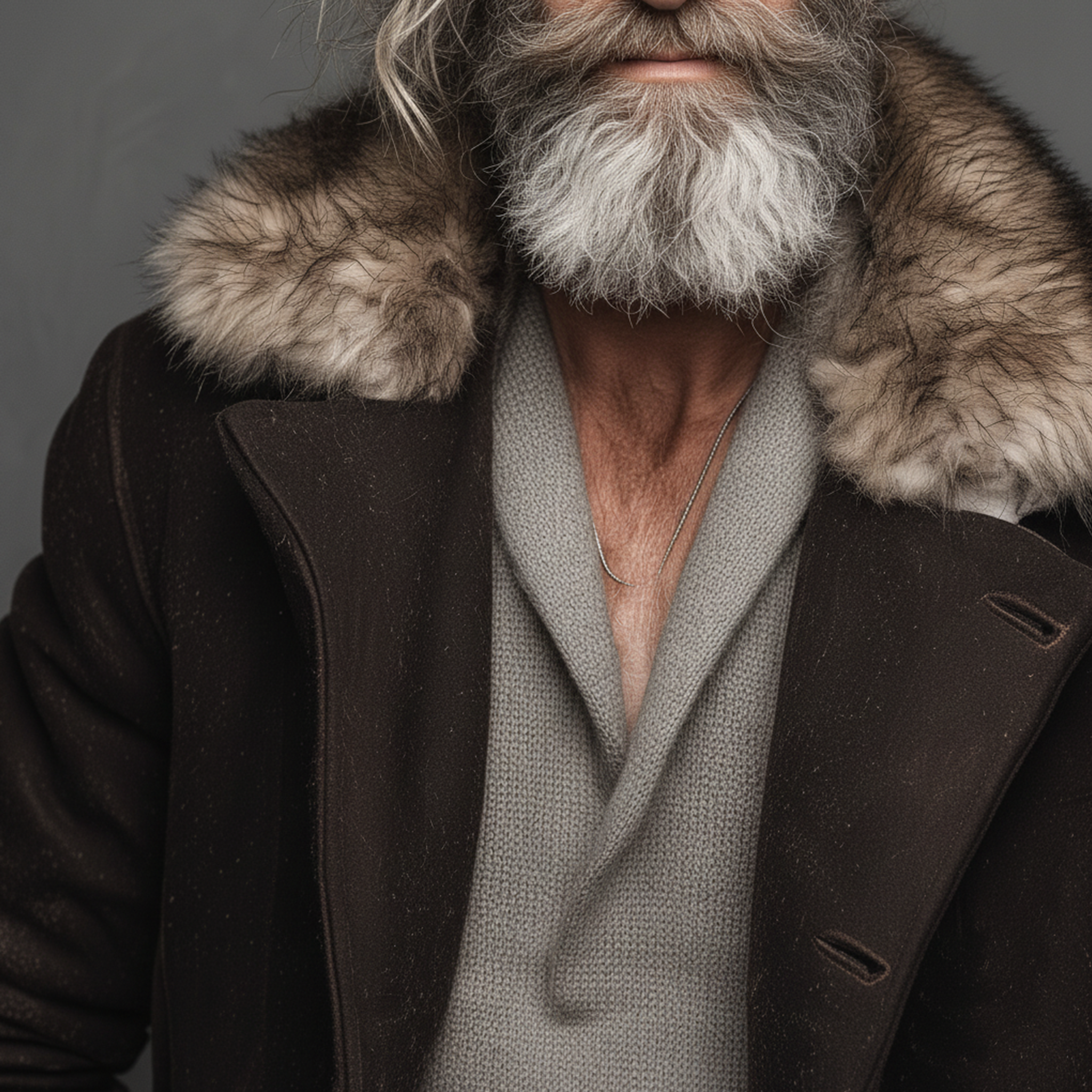 Men's Classic Vintage Faux Wool Single-breasted Thigh-length Coat (with Detachable Faux Fur Collar) MTA2532I3K