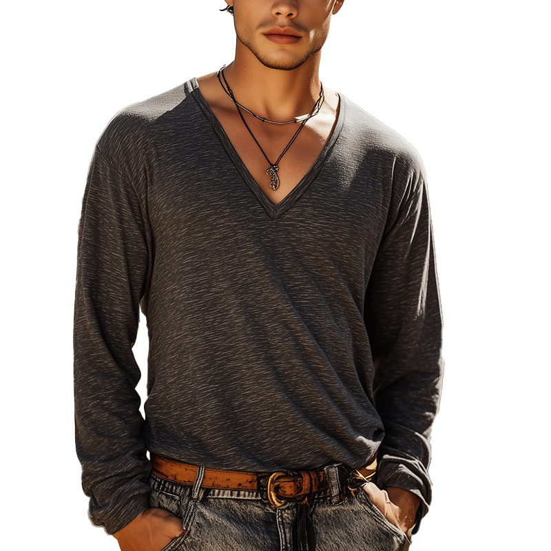 Men's Simple Loose Cotton Long Sleeve T-Shirt MTA2581G5P