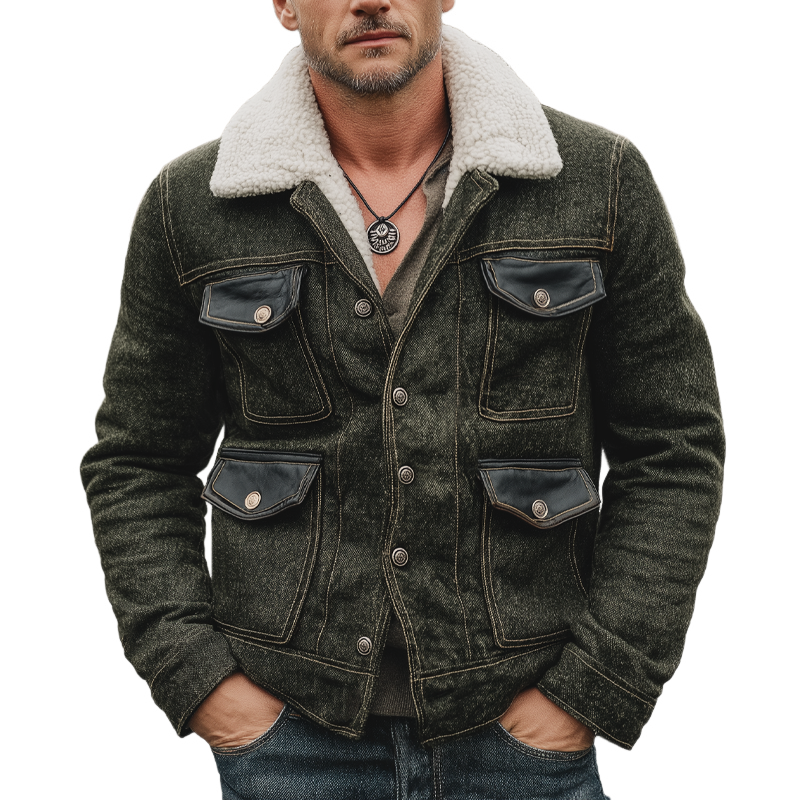 Men's Classic Warm Faux Wool And Lambskin Lined Jacket MTA2056K3U