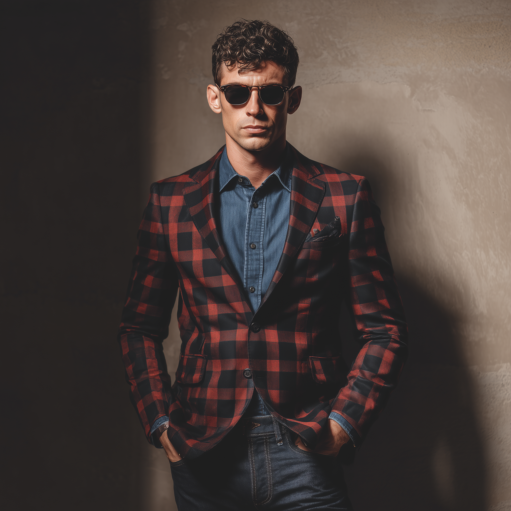 Men's Classic Vintage Check Cotton Blend Single-Breasted Slim-Fit Blazer MTA2155H3K