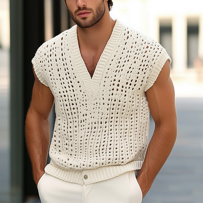 Men's Summer Basic Solid Color Breathable Mesh Tank Top MTA0803E7U