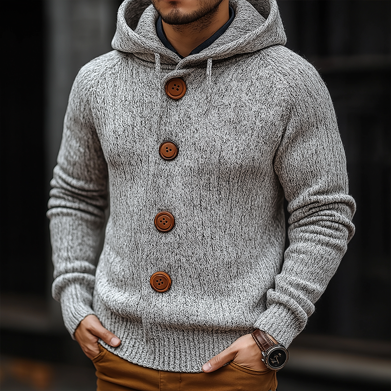 Men's Retro Cotton Yarn Knitted Hooded Cardigan MTA2903J1P