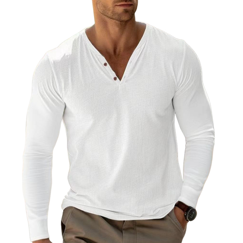 Men's Cotton Blend V-Neck Long Sleeve T-Shirt MTA1911G6X