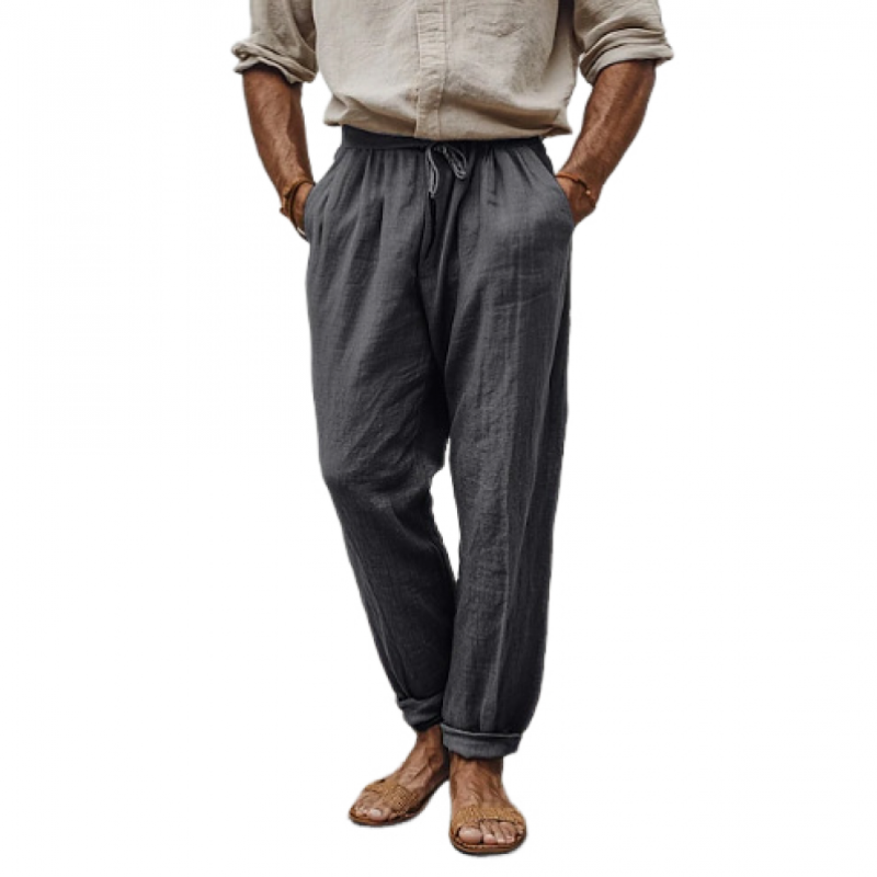 Men's Casual Linen Elastic Waist Loose Cuff Pants 11755573M