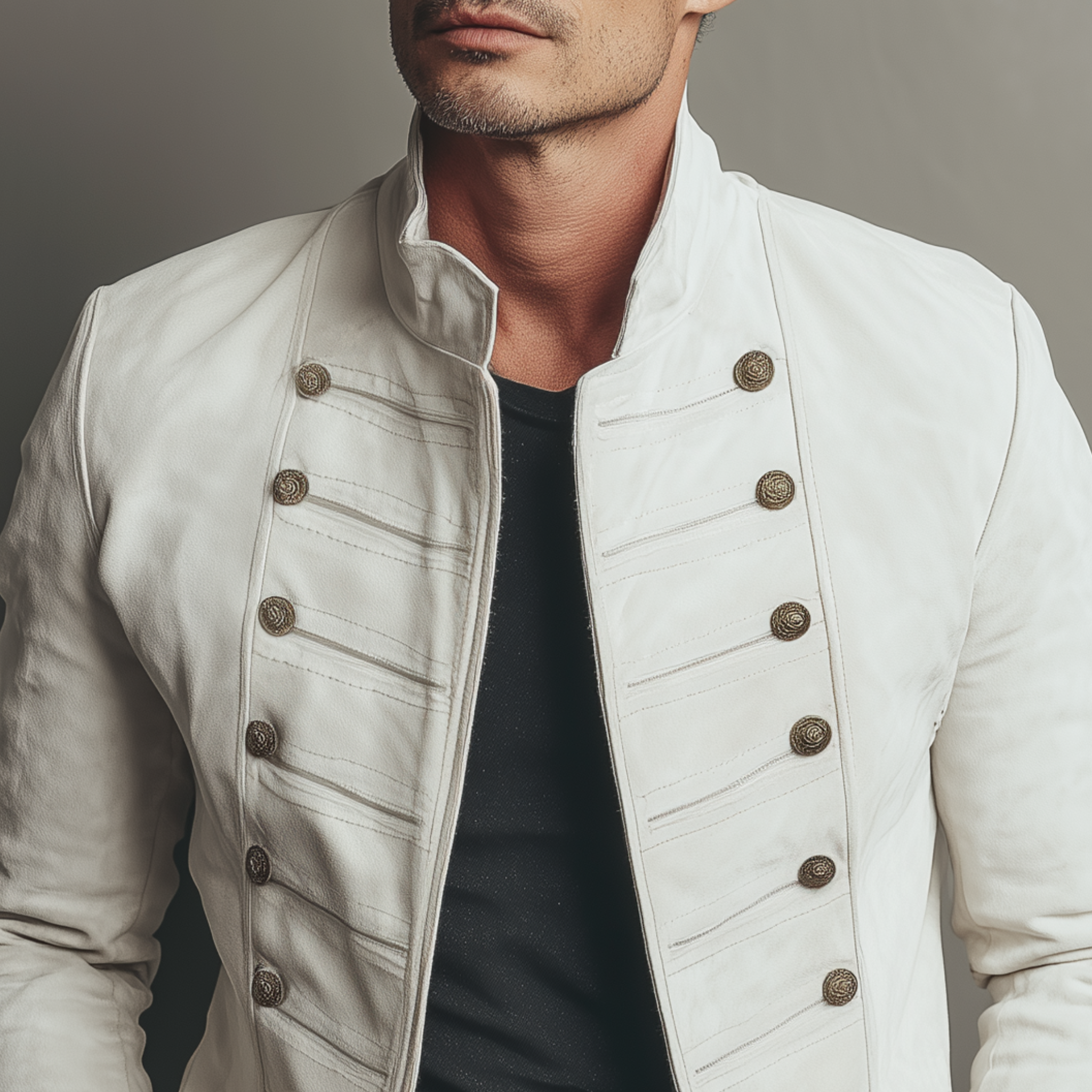 Men's Classic Retro Stand Collar Double-breasted Suede Slim-fit Jacket MTA2269H0K