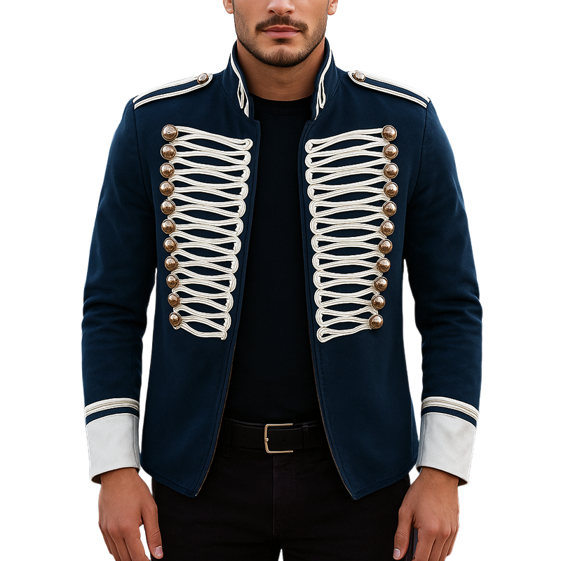 Men's Military Style Stand Collar Slim Jacket MTA2554G1Z